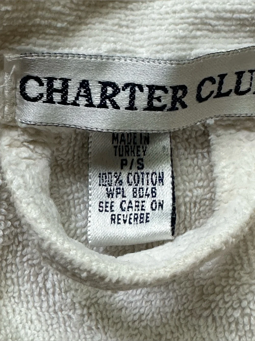 VINTAGE • Charter Club • 100% cotton • turkish • spa bath robe • white • small
